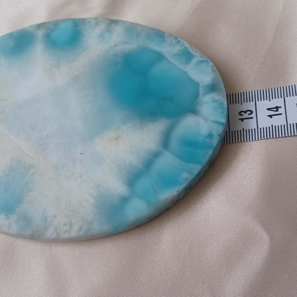 Big Natural Slab Specimen  Oval Larimar ( Polished One Face) Raw Natural